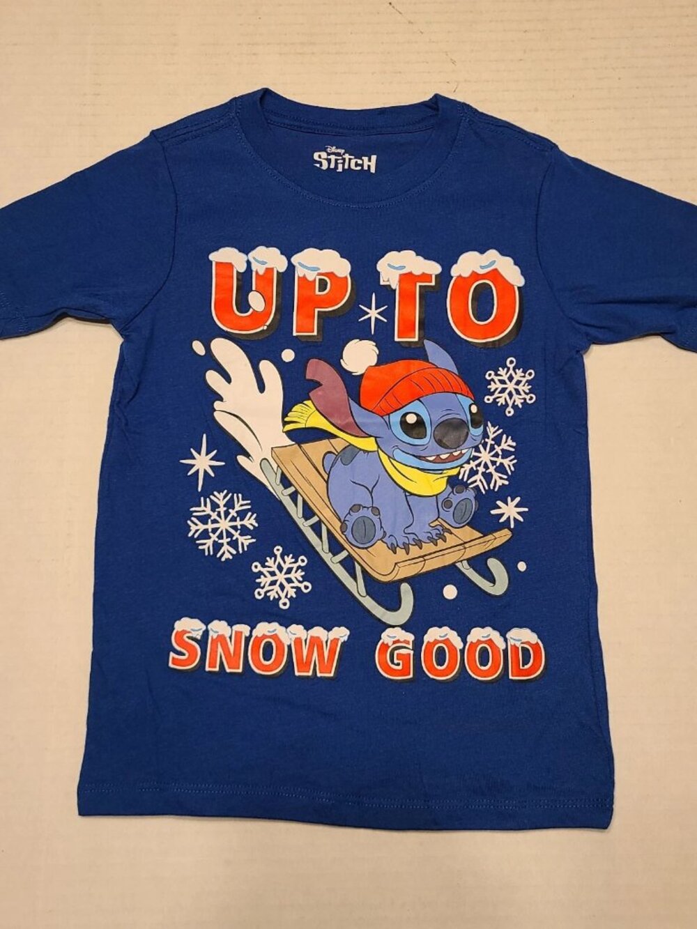 Disney Lilo & Stitch Up To Snow Good" T-shirt Boys Size XS 4-5 New W Tags
